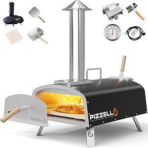 PIZZELLO 16" Outdoor Pizza Oven Propane and Wood Fired Stainless Steel Pizza Grill wi