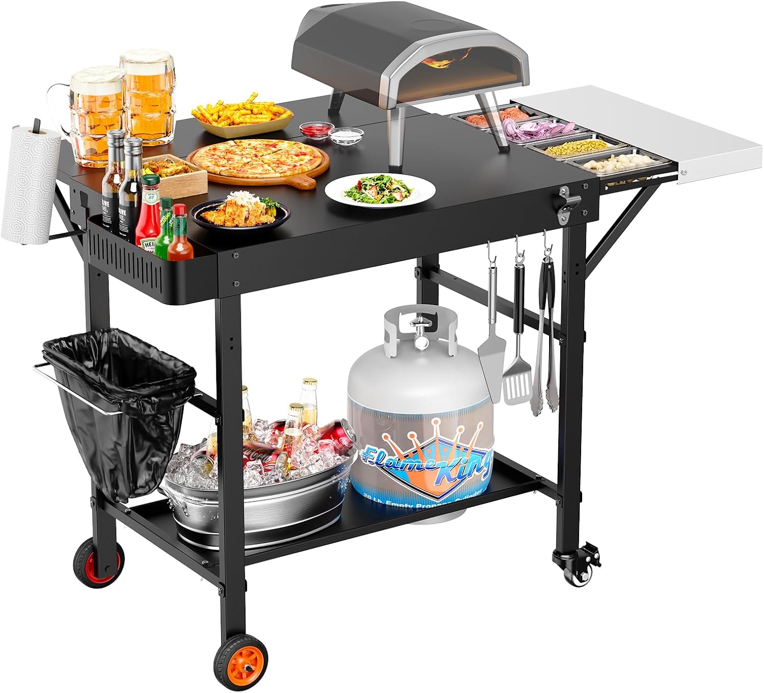 Pizza Oven Table, Grill Table for Ninja Pizza Oven, Pizza Oven Cart Fits Blackstone 17/22 Griddle, Koda 12/16, Cuisinart G...